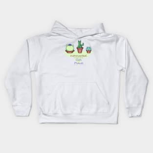 Introverted but Willing to Discuss Cats and Plants - Cute Design Kids Hoodie